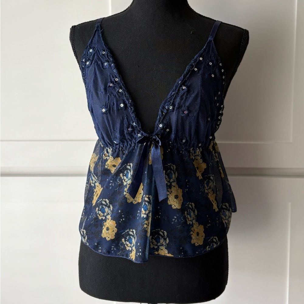 Babydoll Floral Sheer Lace Cami top